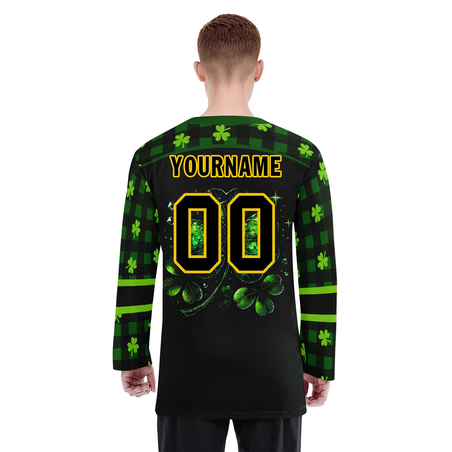 Custom Four-leaf clover Personalized Hockey Jersey HCKJ01-E0615-8
