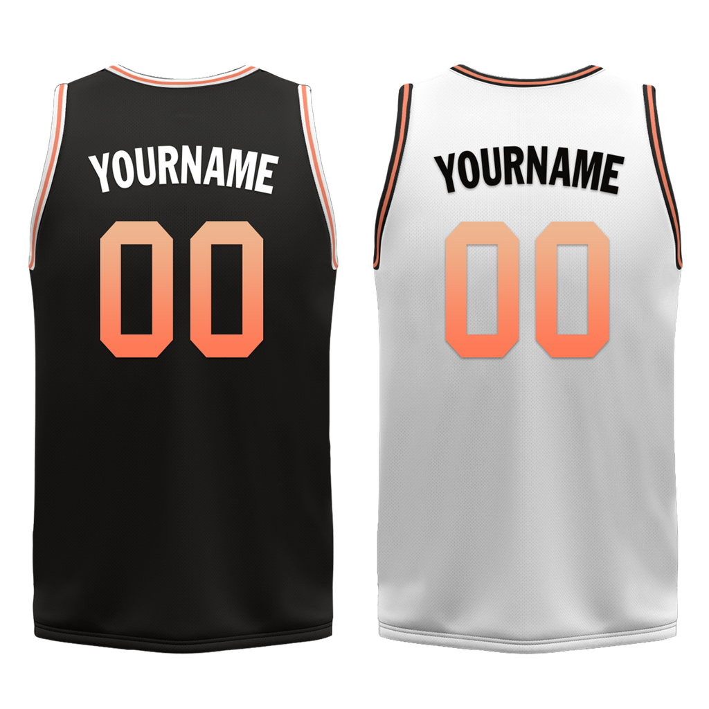 Custom Black White Classic Style Reversible Basketball Uniform Personalized COOLMAX BBJR-D017028