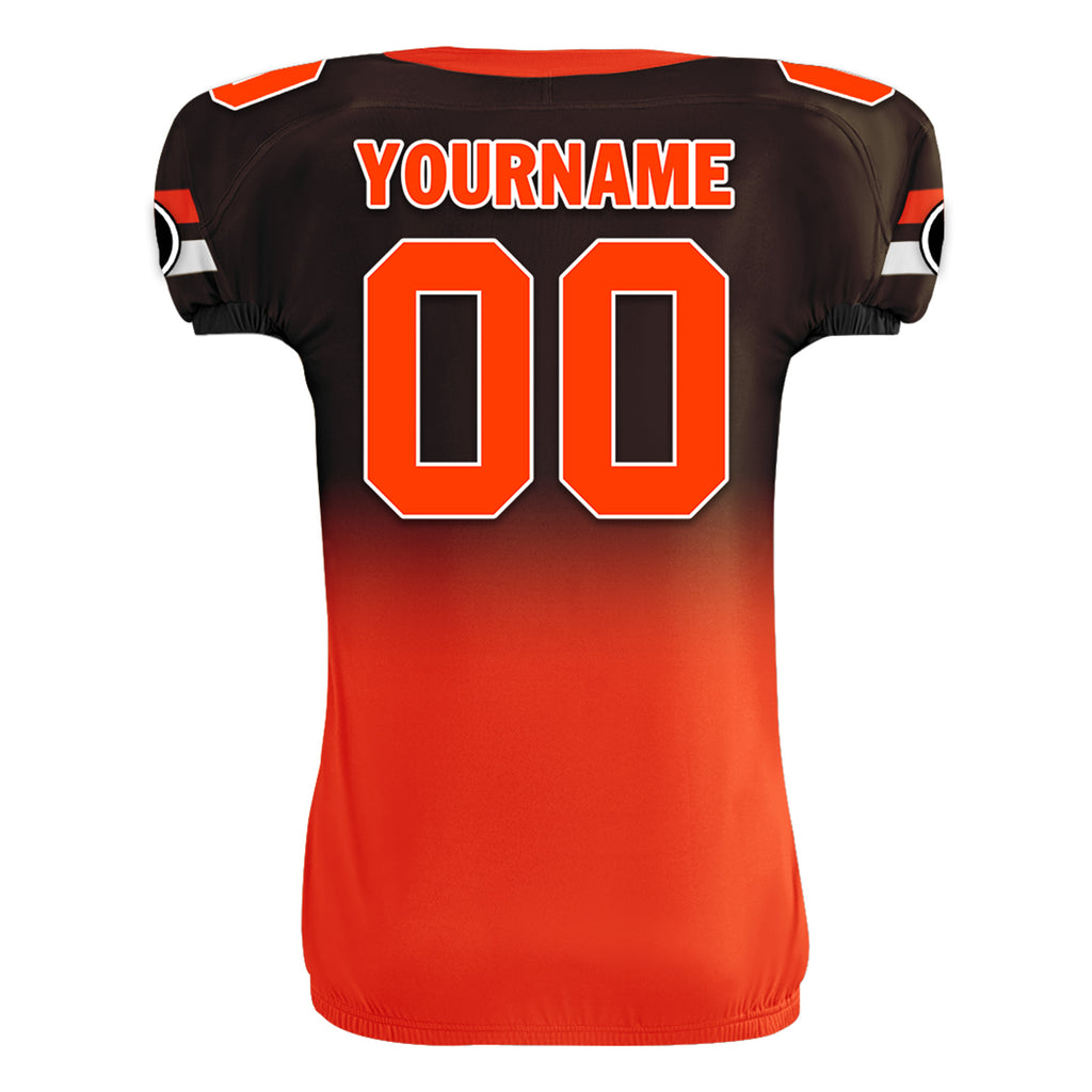 Custom Brown Orange Fade Fashion Cleveland High-Performance American Football Jersey FBJ06-D020252-8