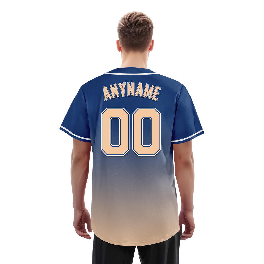 Custom Blue Beige Fade Fashion Personalized Authentic Baseball Jersey BSBJ01-D0a70da