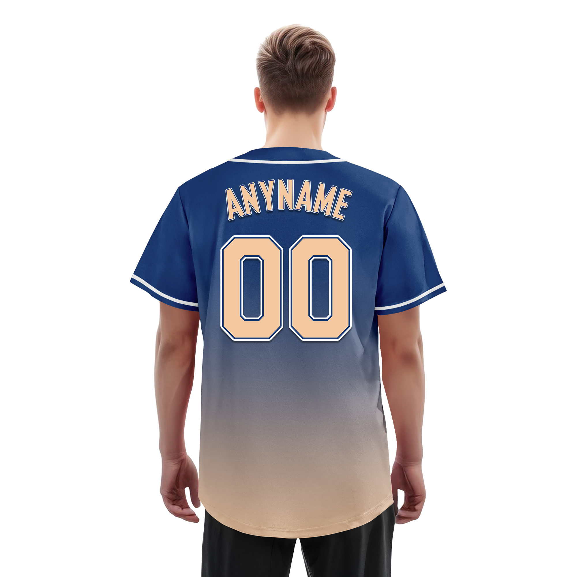 Custom Blue Beige Fade Fashion Personalized Authentic Baseball Jersey BSBJ01-D0a70da