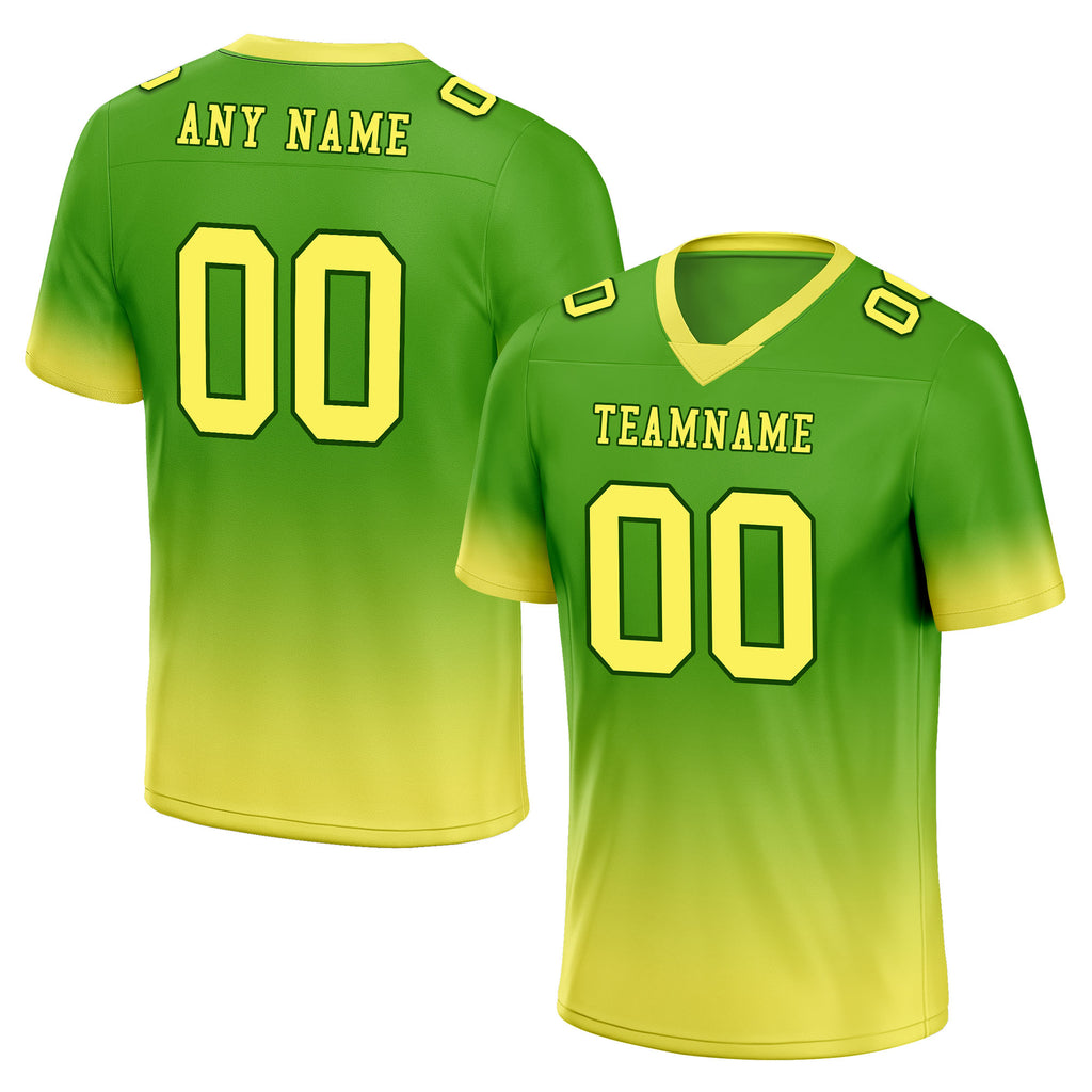 Custom Green Light Yellow Fade Fashion Personalized Authentic Football Jersey FBJ02-D06096