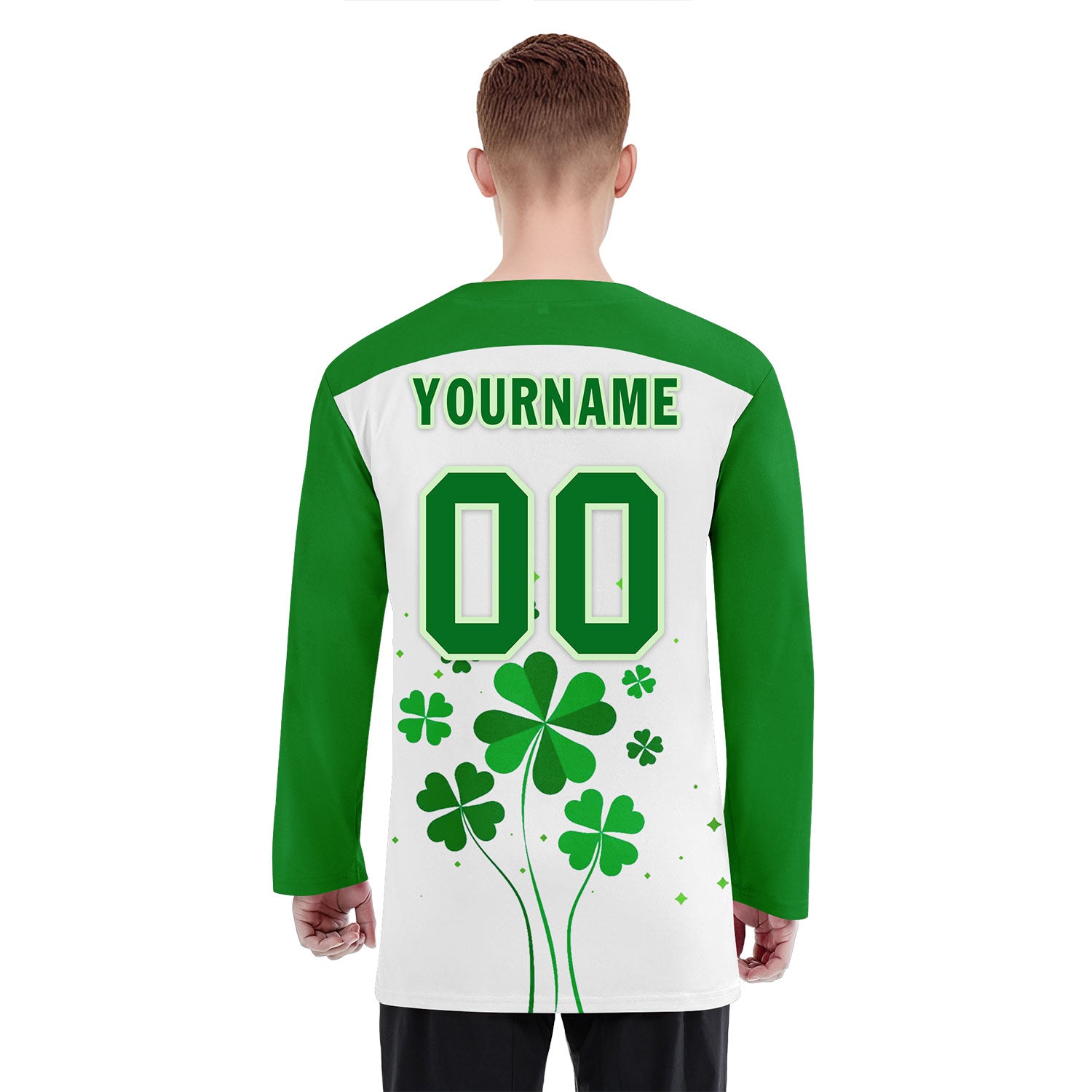 Custom Four-leaf clover Personalized Hockey Jersey HCKJ01-E0615-2