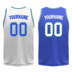 Custom White Blue Classic Style Reversible Basketball Uniform Personalized COOLMAX BBJR-D017045