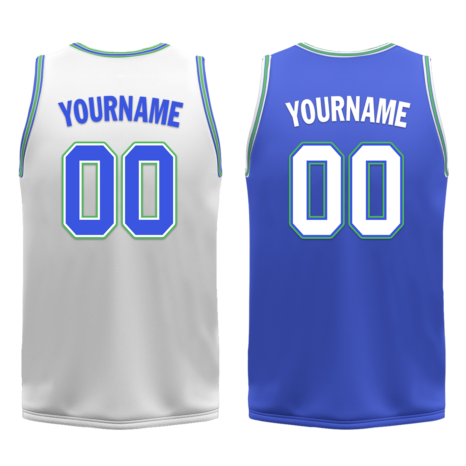 Custom White Blue Classic Style Reversible Basketball Uniform Personalized COOLMAX BBJR-D017045