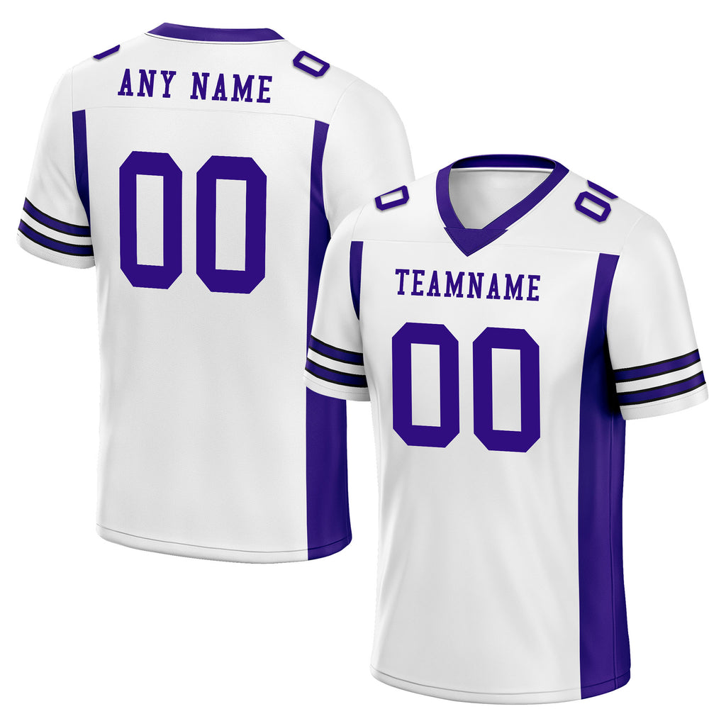 Custom White Purple Striped Sleeves Personalized Authentic Football Jersey FBJ02-D06059