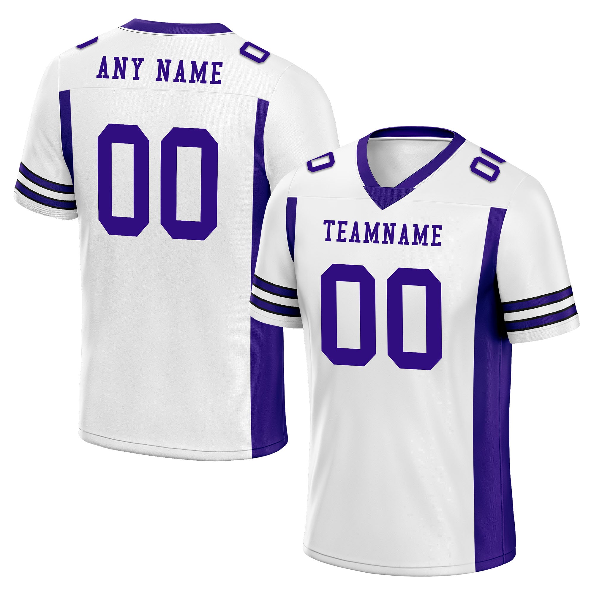 Custom White Purple Striped Sleeves Personalized Authentic Football Jersey FBJ02-D06059