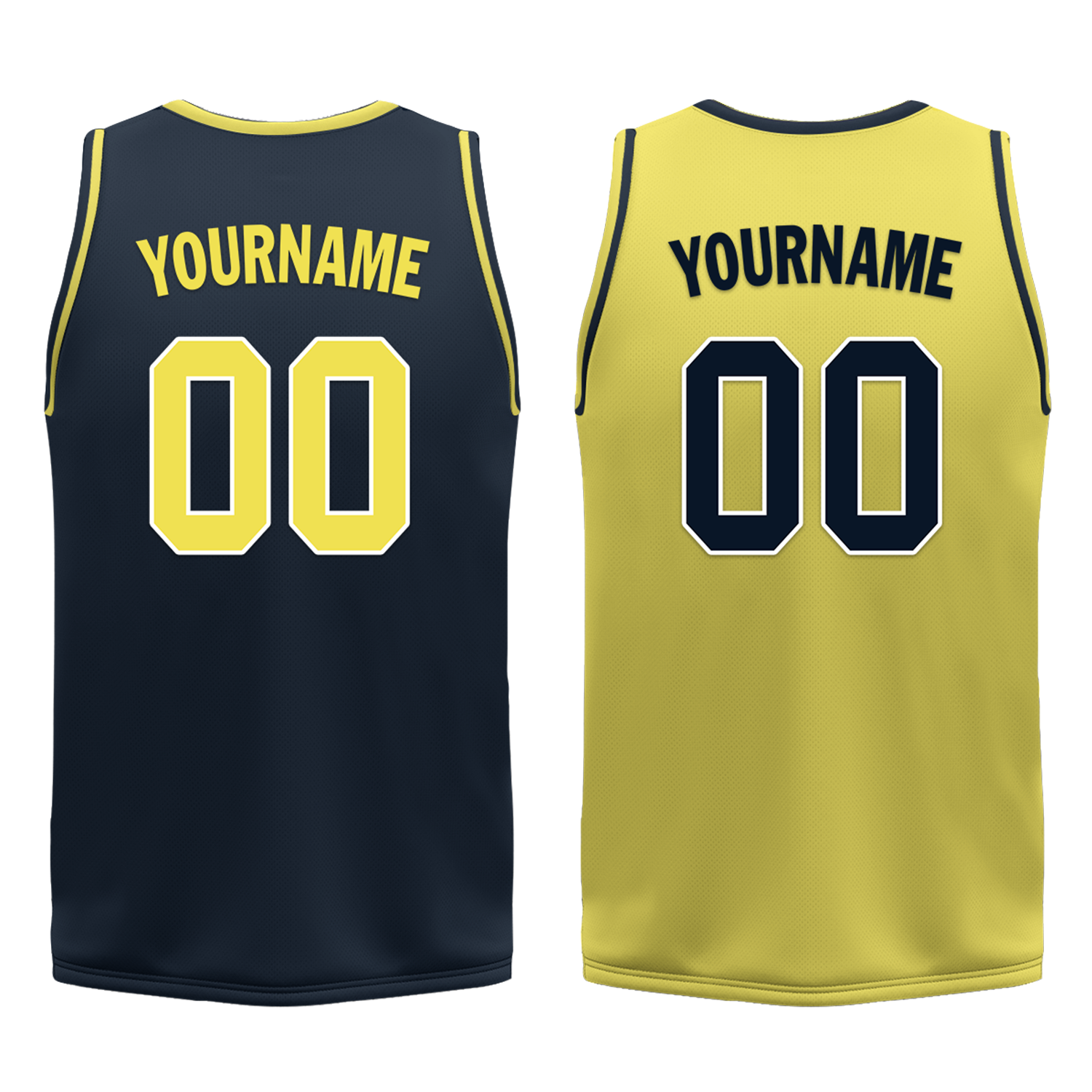 Custom Blue Yellow Classic Style Reversible Basketball Uniform Personalized COOLMAX BBJR-D017059