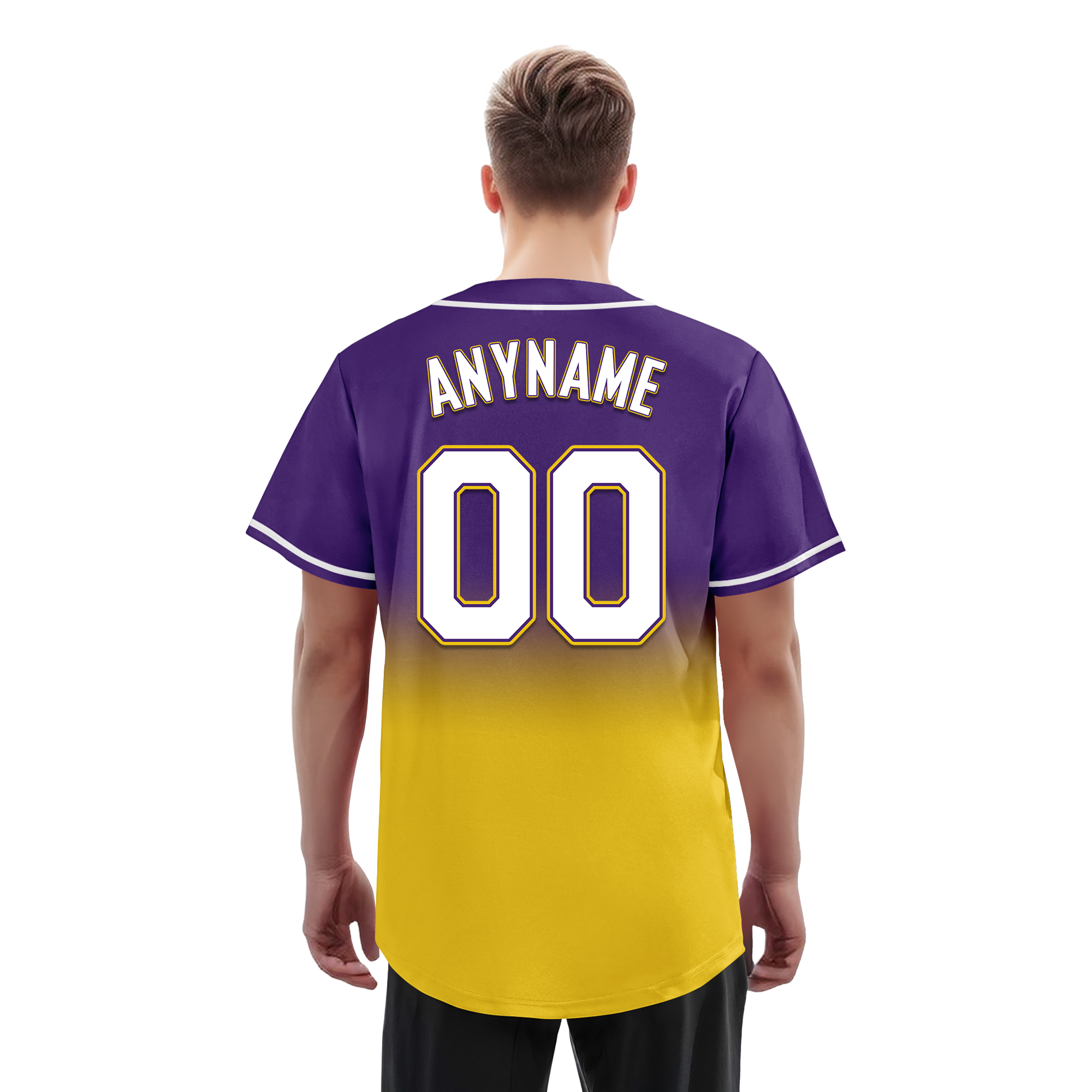 Custom Purple Yellow Fade Fashion Personalized Authentic Baseball Jersey BSBJ01-D0a70cb