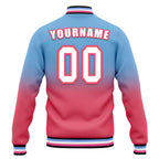 Custom Blue Pink Fade Fashion Jacket Bomber Full-Snap Varsity Letterman Personalized Jacket FZ005-D020229-30
