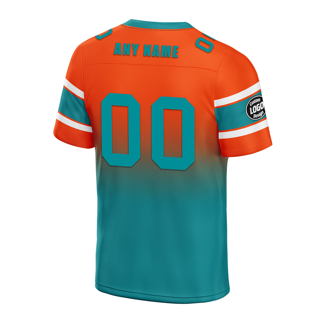 Custom Orange Blue Miami Personalized Authentic Football Jersey FBJ02-D020249-24