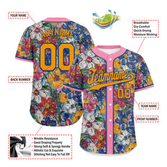 Custom Graffiti Pattern Abstract Floral Patterns Personalized Authentic Baseball Jersey BSBJ01-D020171-4