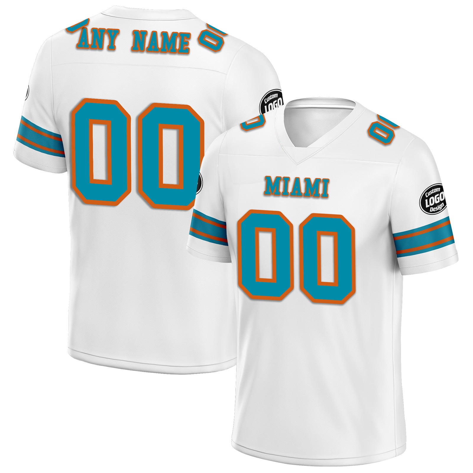 Custom White Miami Personalized Authentic Football Jersey FBJ02-D020256-21