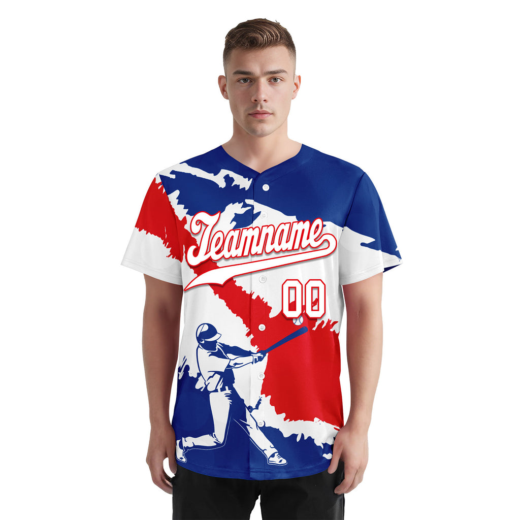 Custom Blue White Red Costa Rican Flag Personalized Authentic Baseball Jersey BSBJ01-E06022-10