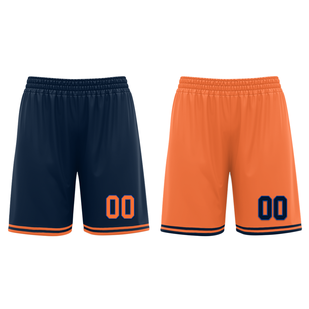 Custom Blue Orange Classic Style Reversible Basketball Uniform Personalized COOLMAX BBJR-D017015