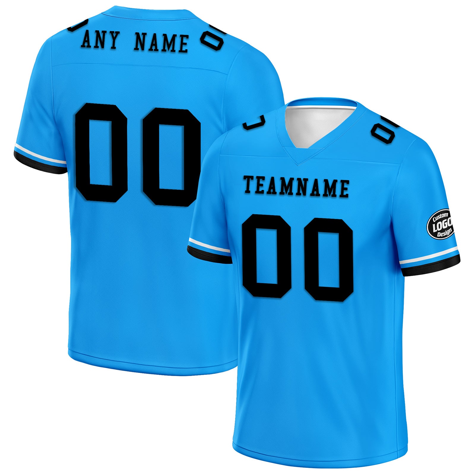 Custom Blue Carolina Personalized Authentic Football Jersey FBJ02-D020263-5