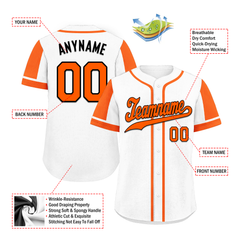 Custom White Orange Raglan Sleeves Personalized Authentic Baseball Jersey BSBJ01-D017166