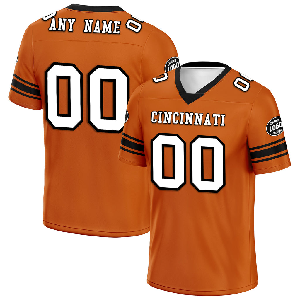 Custom Orange Black Cincinnati Personalized Authentic Football Jersey FBJ02-D020256-30