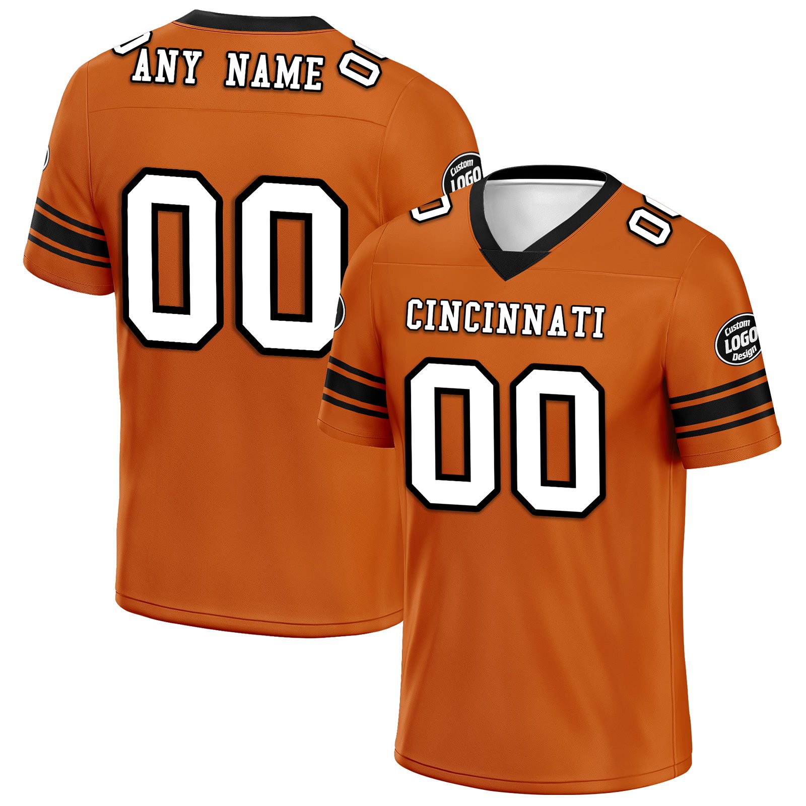 Custom Orange Black Cincinnati Personalized Authentic Football Jersey FBJ02-D020256-30
