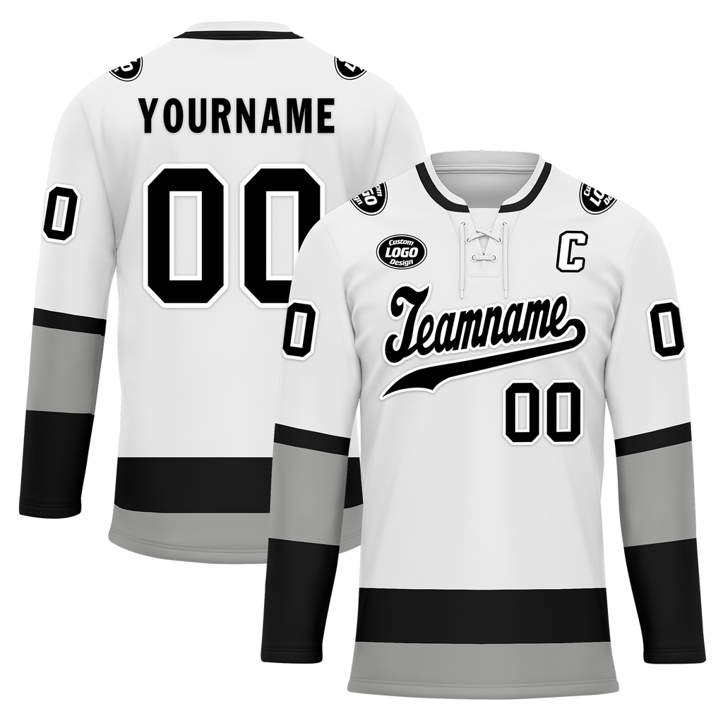 Custom White Grey Personalized Hockey Jersey HCKJ01-D0a70e7