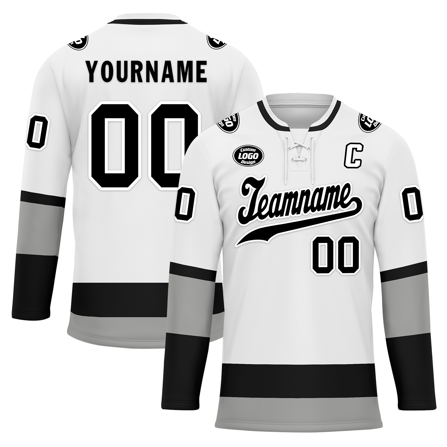 Custom White Grey Personalized Hockey Jersey HCKJ01-D0a70e7