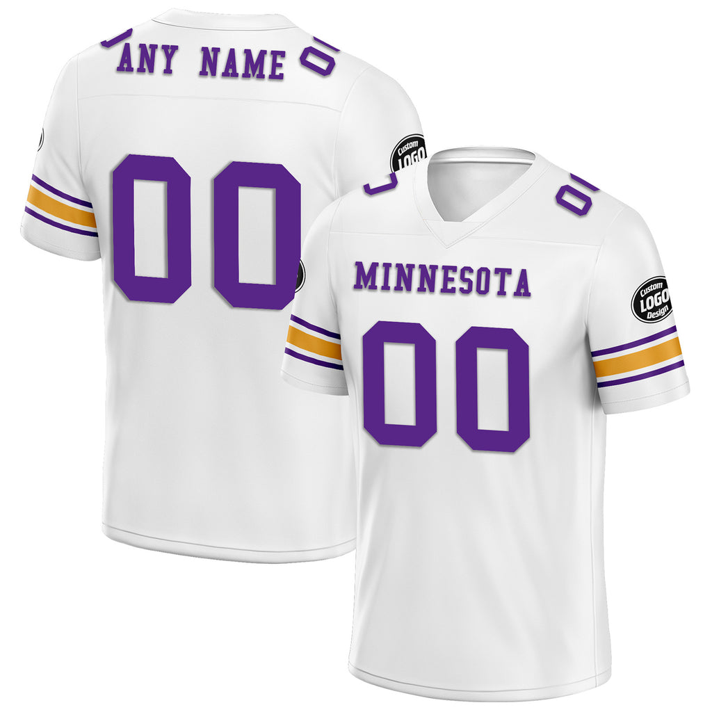 Custom White Purple Minnesota Personalized Authentic Football Jersey FBJ02-D020256-9