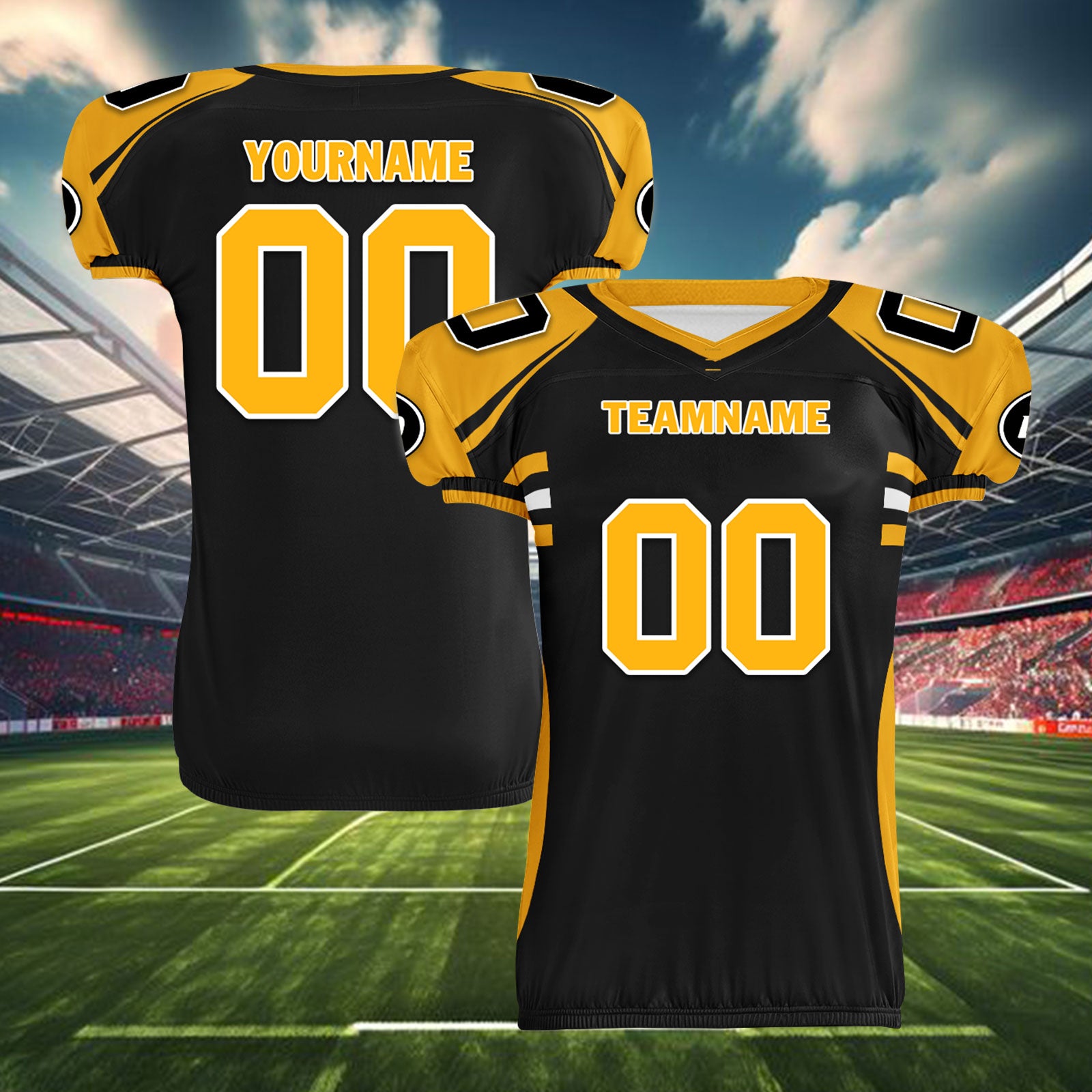 Custom Yellow Black Pennsylvania High-Performance American Football Jersey FBJ06-D023001-30