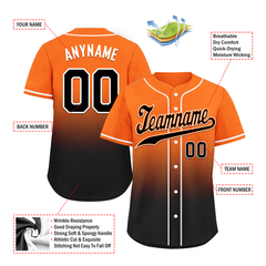 Custom Orange Black Fade Fashion Personalized Authentic Baseball Jersey BSBJ01-D0a70c7