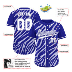 Custom Navy Blue White Zebra Pattern Personalized Authentic Baseball Jersey BSBJ01-D020201-4