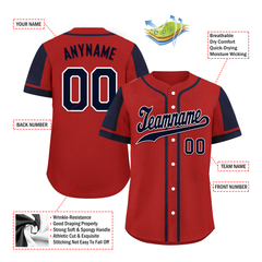 Custom Red Blue Raglan Sleeves Personalized Authentic Baseball Jersey BSBJ01-D017179