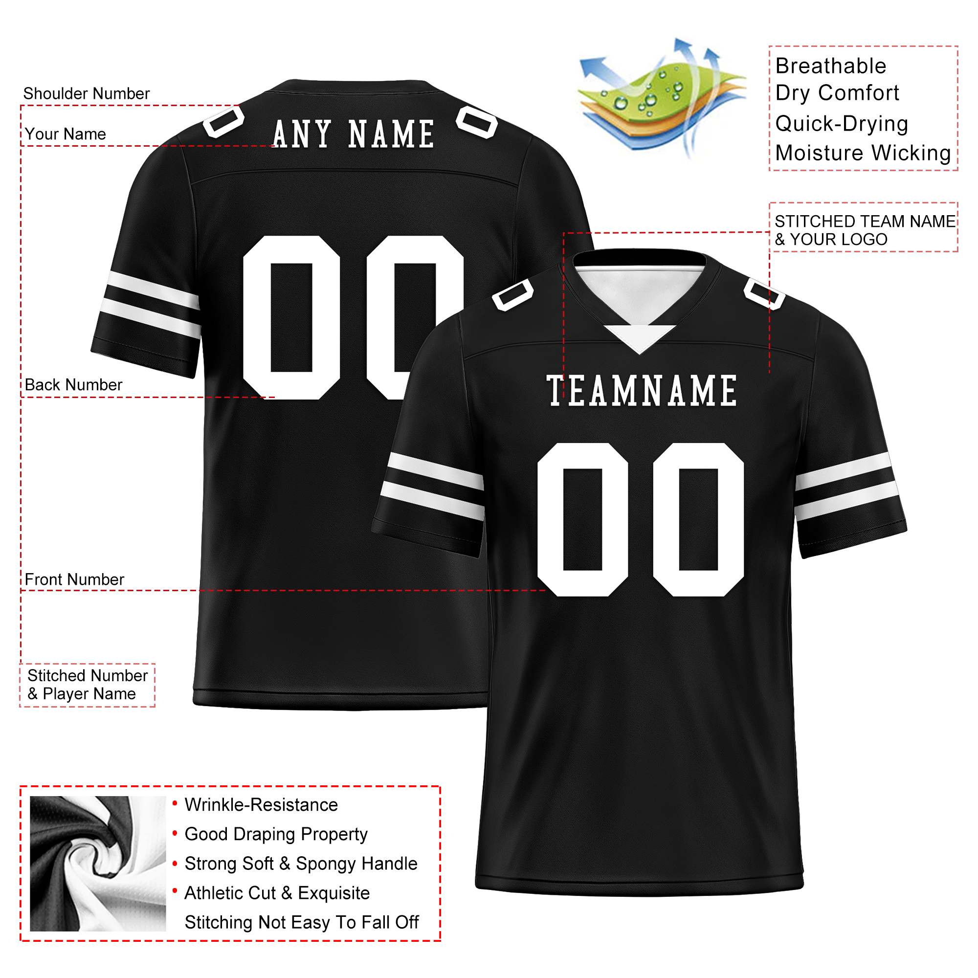Custom Black Classic Style Personalized Authentic Football Jersey FBJ02-bd0a70bc