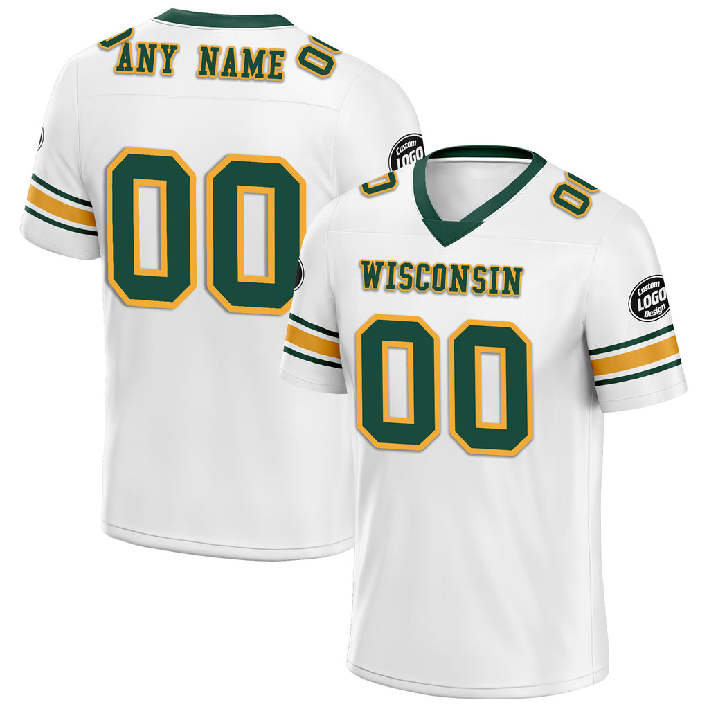 Custom White Green Wisconsin Personalized Authentic Football Jersey FBJ02-D020256-7