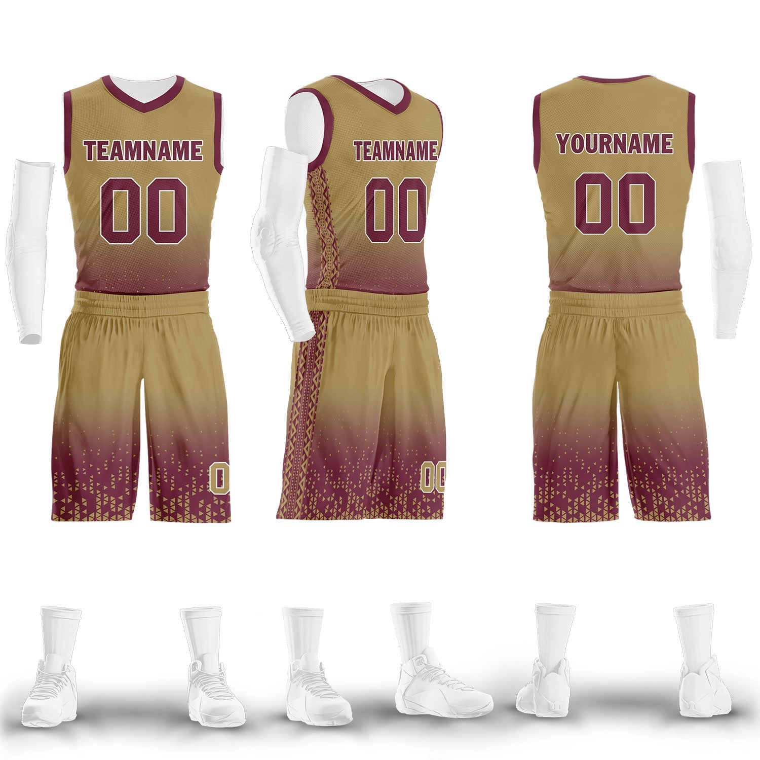 Custom Yellow Red Fade Fashion Sports Uniform Basketball Jersey BBJ01-D020102-5