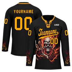 Custom Black Orange Gothic Personalized Hockey Jersey HCKJ01-E0601-02