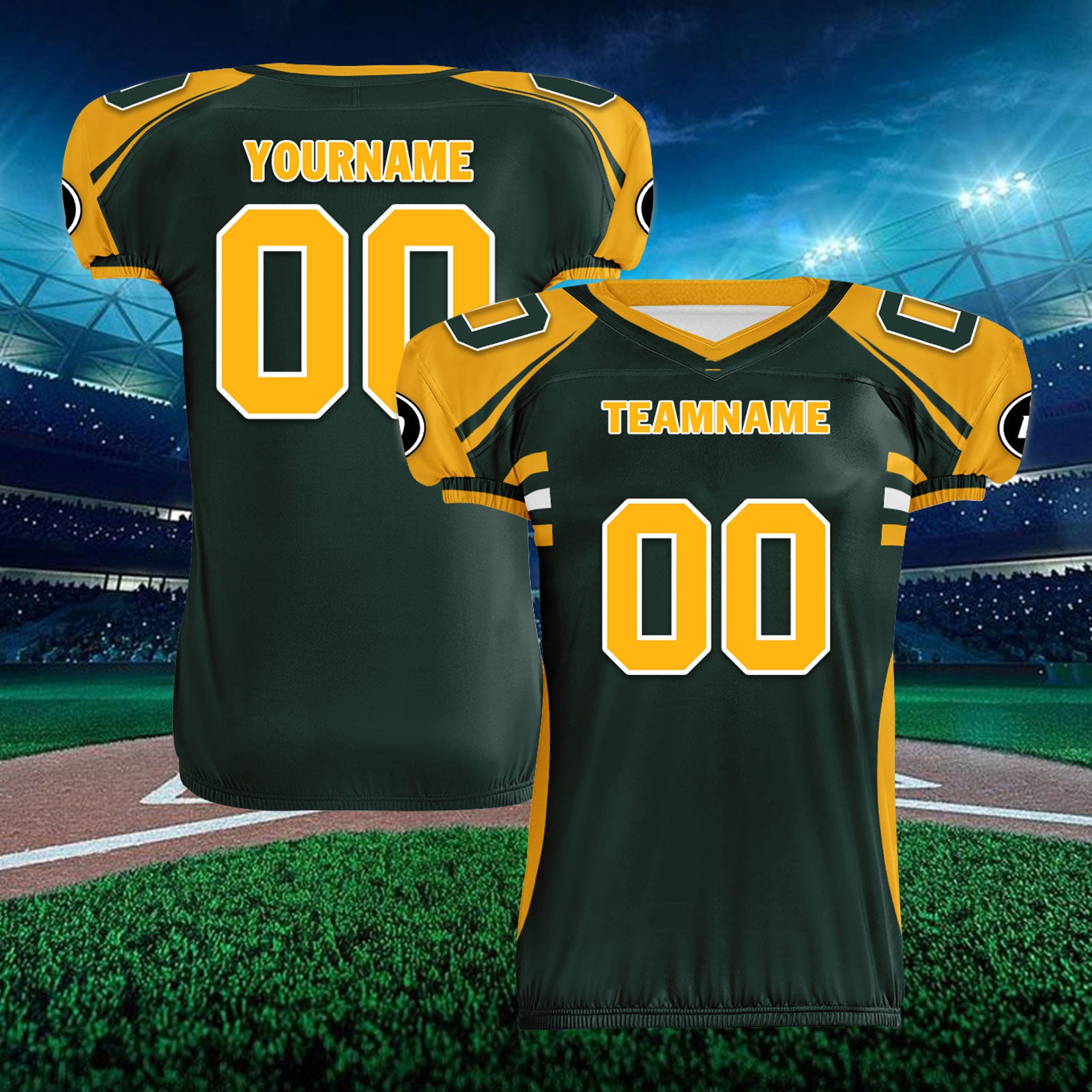 Custom Green Yellow Wisconsin High-Performance American Football Jersey FBJ06-D023001-13