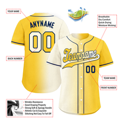 Custom White Yellow Gradient Fashion Personalized Authentic Baseball Jersey BSBJ01-D0a709f