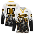 Custom White Black Gold Gothic Personalized Hockey Jersey HCKJ01-E0601-13