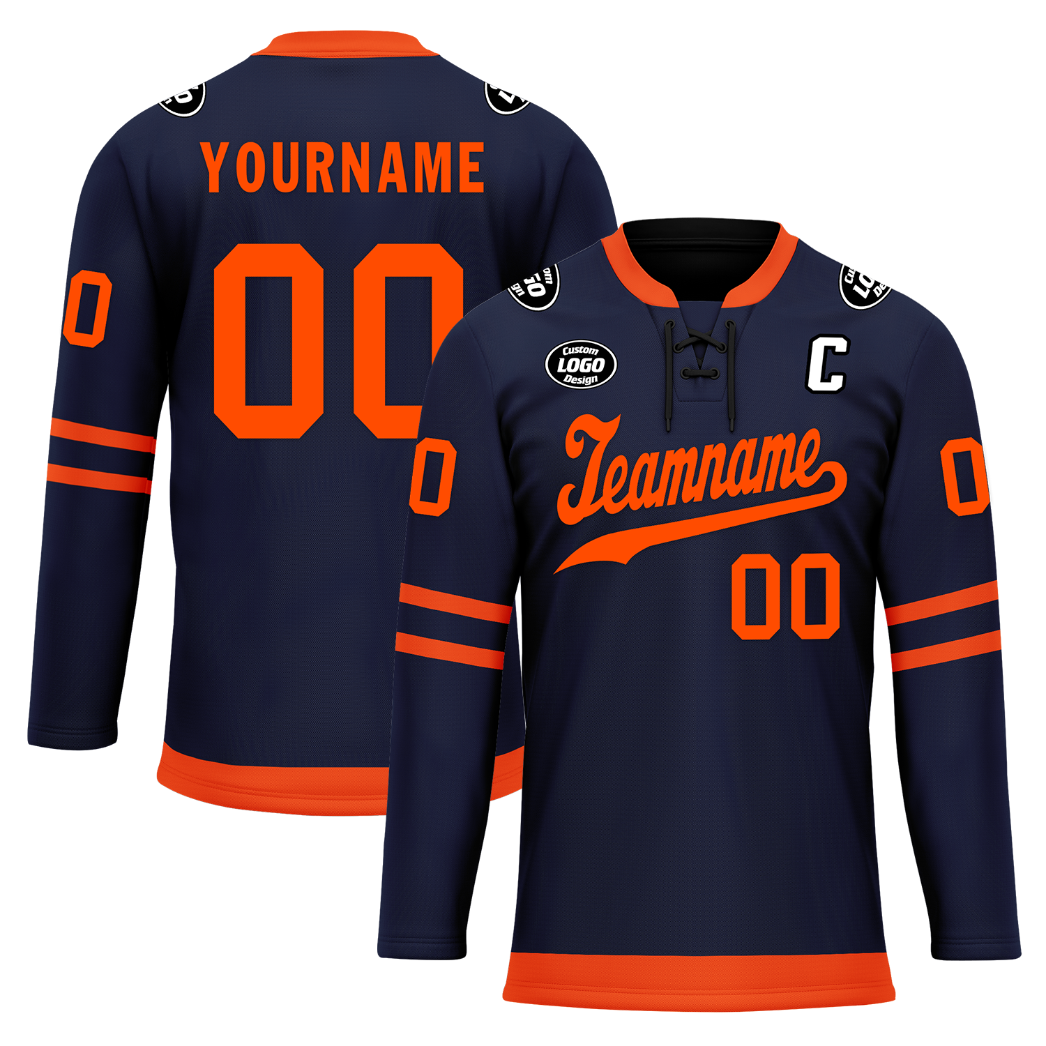 Custom Blue Orange Personalized Hockey Jersey HCKJ01-D0a70c8