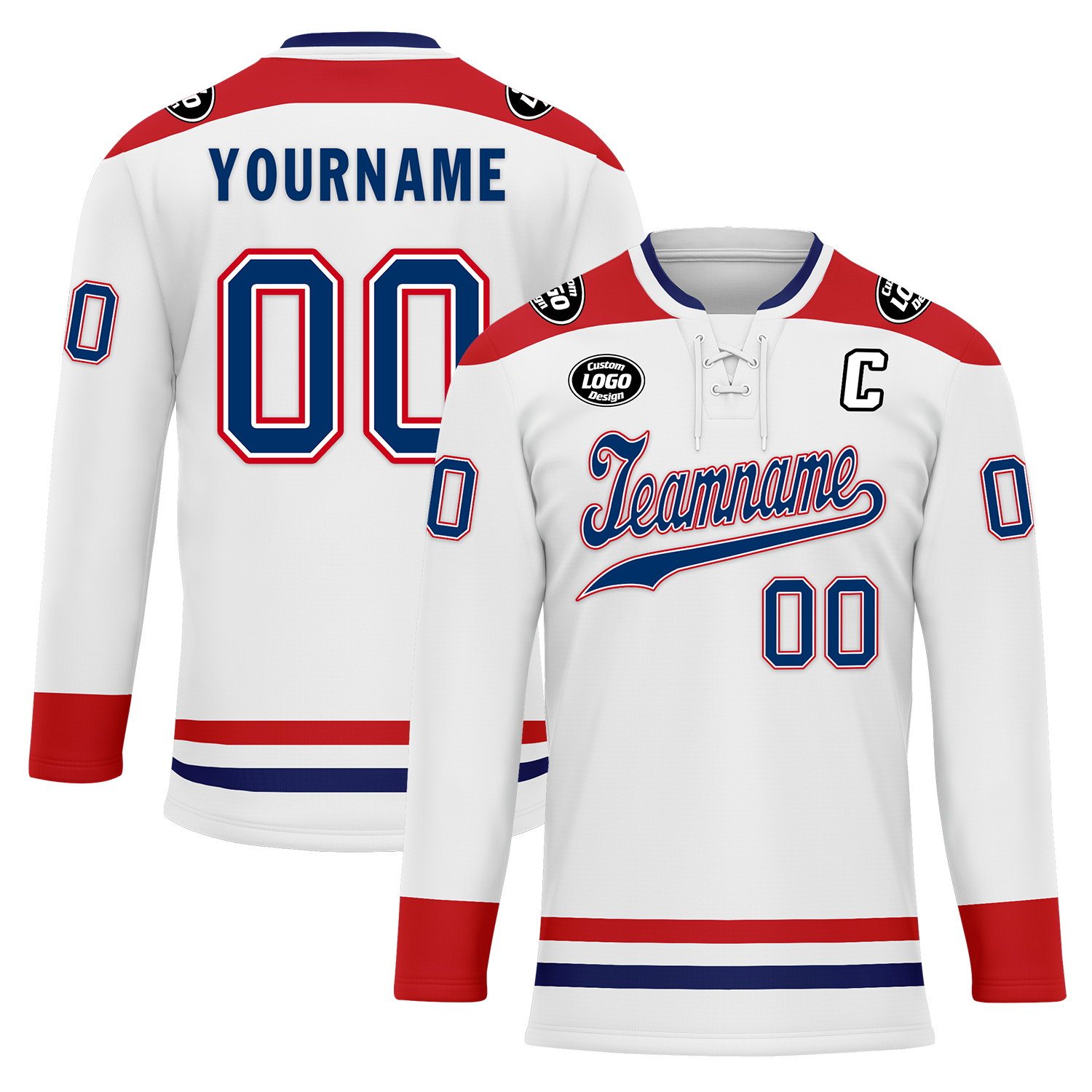 Custom White Red Personalized Hockey Jersey HCKJ01-D0a70a8