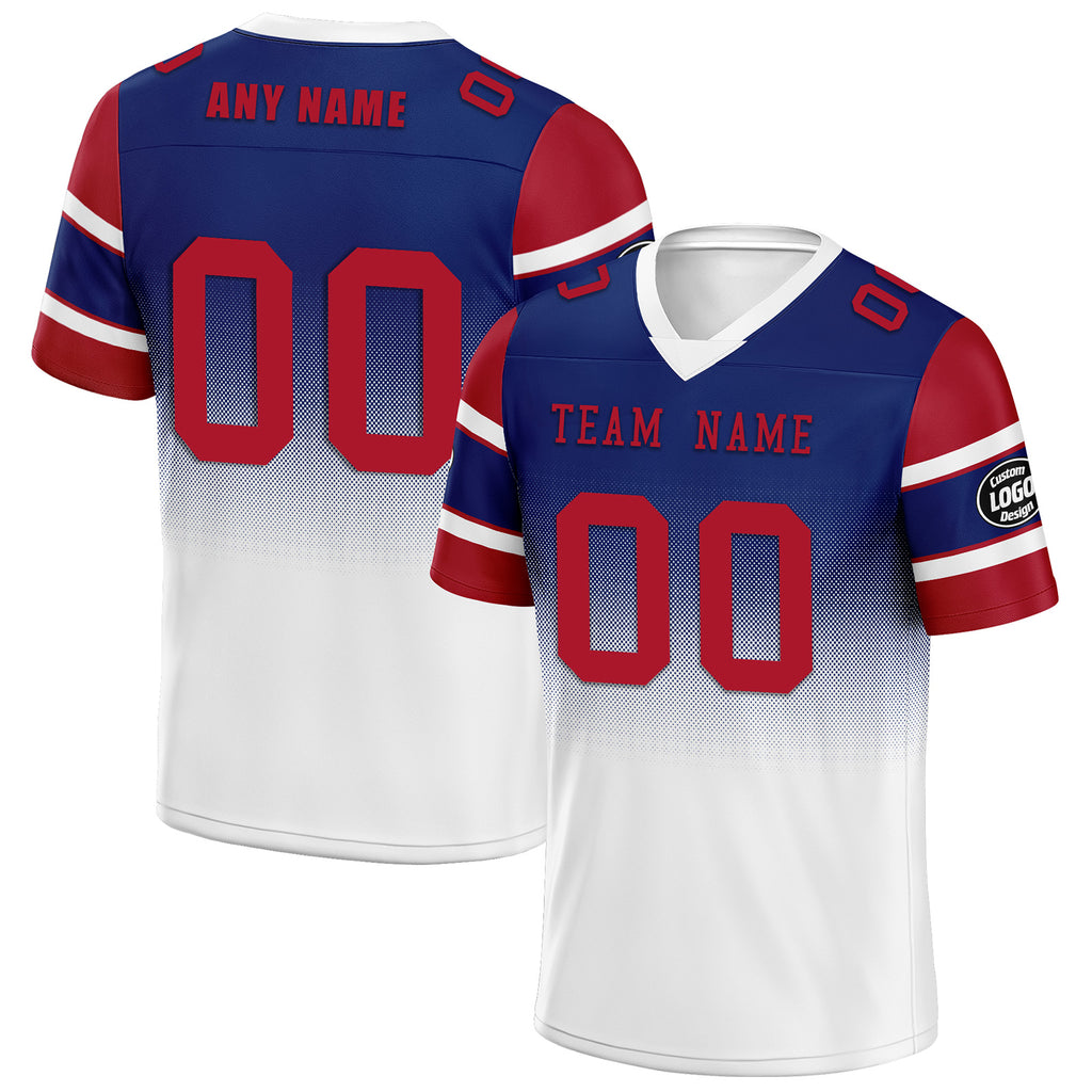 Custom Blue White New York Personalized Authentic Football Jersey FBJ02-D020249-21