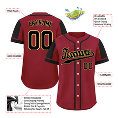 Custom Red Black Raglan Sleeves Personalized Authentic Baseball Jersey BSBJ01-D017162