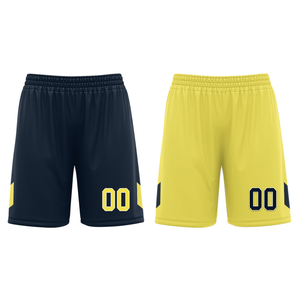 Custom Blue Yellow Classic Style Reversible Basketball Uniform Personalized COOLMAX BBJR-D017059