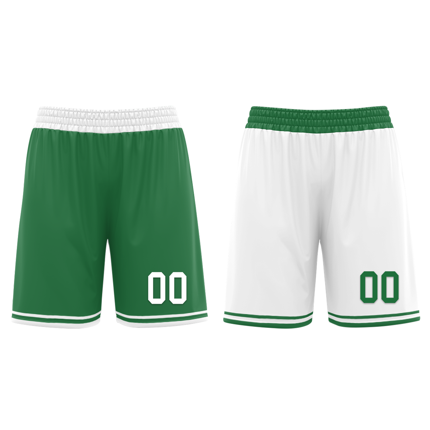Custom Green White Classic Style Reversible Basketball Uniform Personalized COOLMAX BBJR-D017001