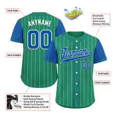 Custom Green Blue Stripe Fashion Personalized Authentic Baseball Jersey BSBJ01-D017245