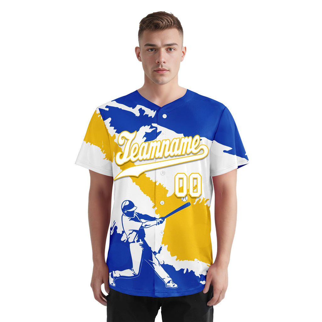 Custom Blue White Yellow Uruguayan Flag Personalized Authentic Baseball Jersey BSBJ01-E06022-7
