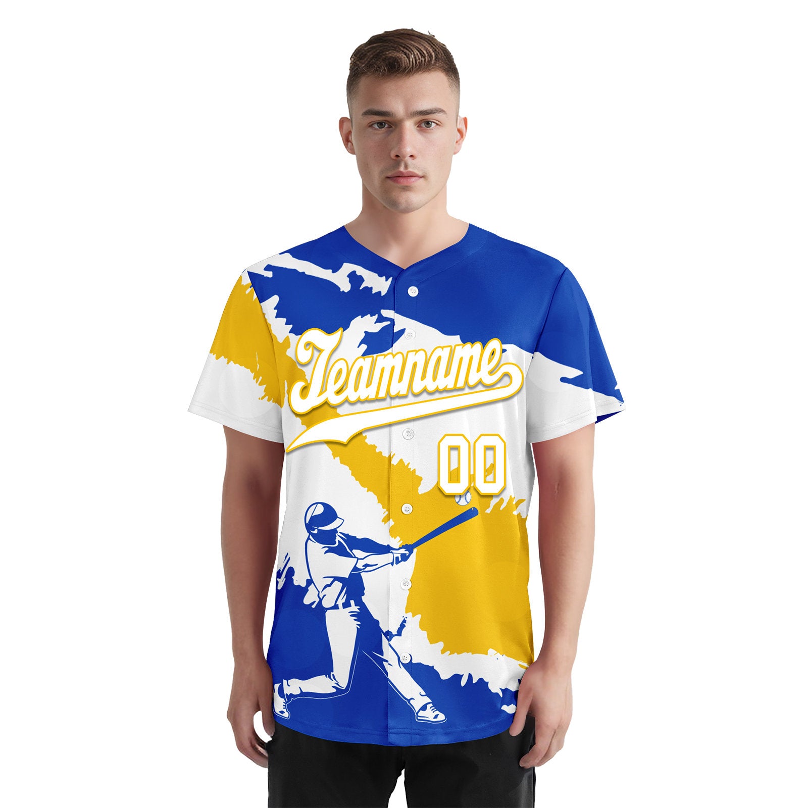 Custom Blue White Yellow Uruguayan Flag Personalized Authentic Baseball Jersey BSBJ01-E06022-7