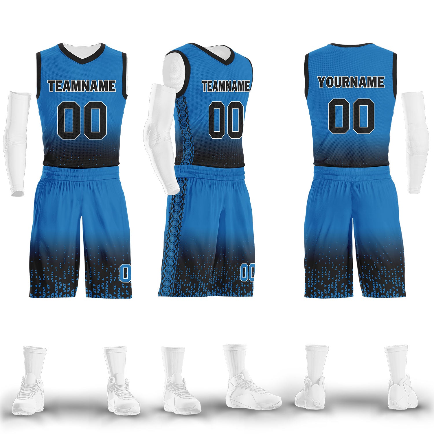Custom Blue Black Fade Fashion Sports Uniform Basketball Jersey BBJ01-D020102-11