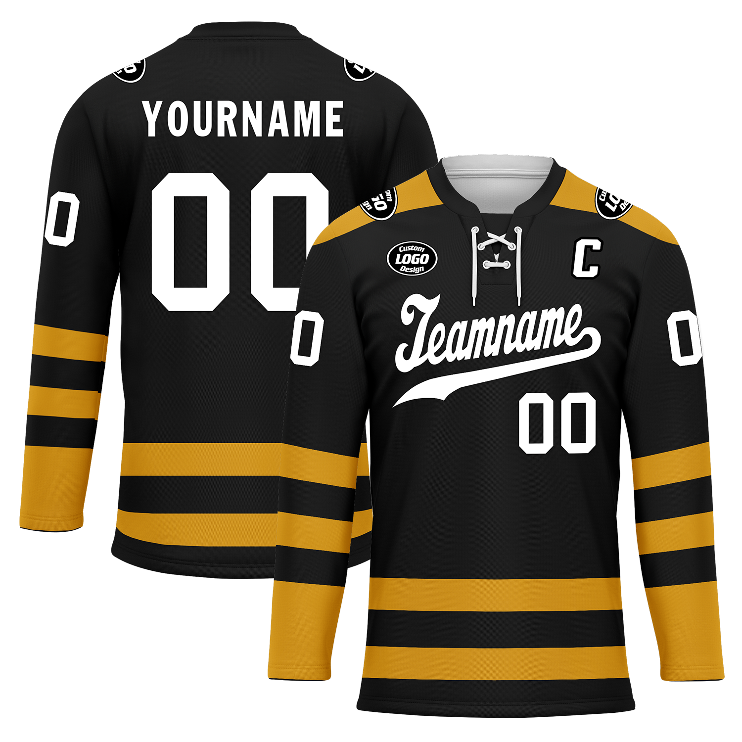 Custom Black Yellow Personalized Hockey Jersey HCKJ01-D0a70ee
