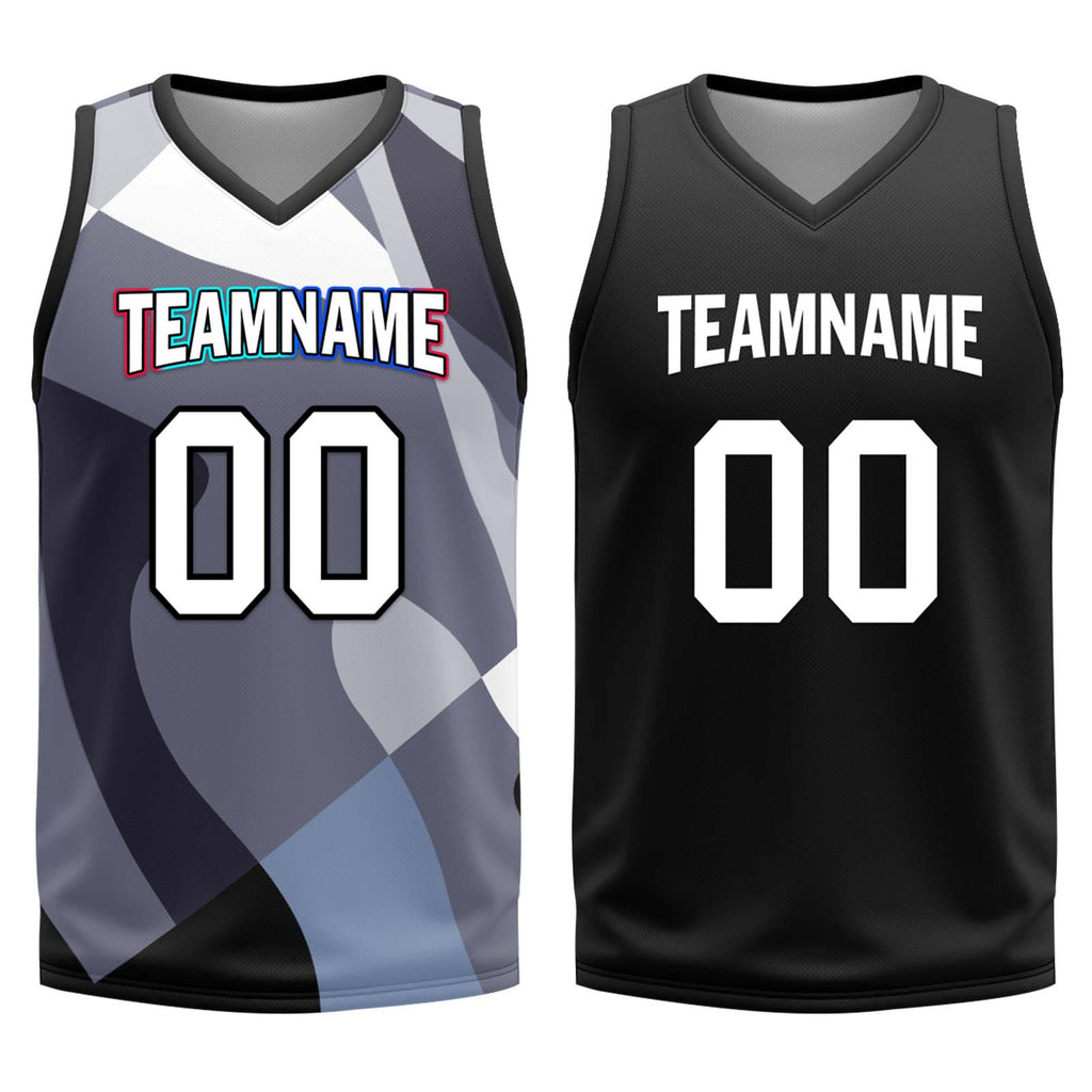 Custom Camouflage Black Brooklyn City Edition Personalized Reversible Basketball Set Sports Basketball Jersey BBJ01R-D0610-3