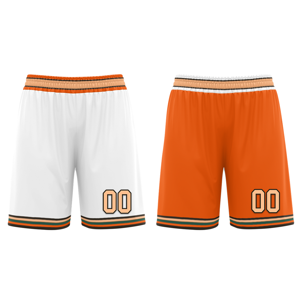 Custom White Orange Classic Style Reversible Basketball Uniform Personalized COOLMAX BBJR-D017052